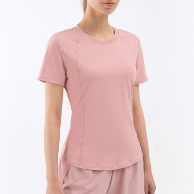 Waist Closing Sports Short Sleeve T Shirt Women'S Casual Loose Mesh Top