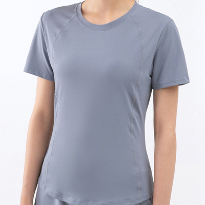 Waist Closing Sports Short Sleeve T Shirt Women'S Casual Loose Mesh Top