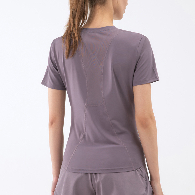 Waist Closing Sports Short Sleeve T Shirt Women'S Casual Loose Mesh Top